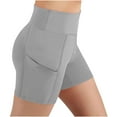 thumbnail image 2 of AHTJRT Workout Yoga Shorts for Girls High Elastic Waist Stretchy Tummy Control Short Pants with Pockets Butt Lifting Athletic Biker Shorts Gray 8-9 Years, 2 of 9