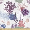 thumbnail image 1 of Nature Upholstery Fabric by the Yard, Underwater Scene of Engraved Style Coral Reef Designs Repetition Print, Decorative Fabric for DIY and Home Accents, White and Multicolor by Ambesonne, 1 of 5