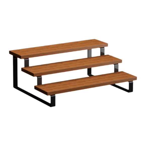 Estante de almacenamiento para plantas, soporte elevador, soporte para macetas, organizador de madera, estante para plantas Marrón tres capa