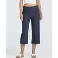 thumbnail image 2 of Real Essentials 3 Pack: Women's Ribbed Foldover Wide Leg Loose Capri Open Bottom Yoga Lounge Pants (Available in Plus), 2 of 5
