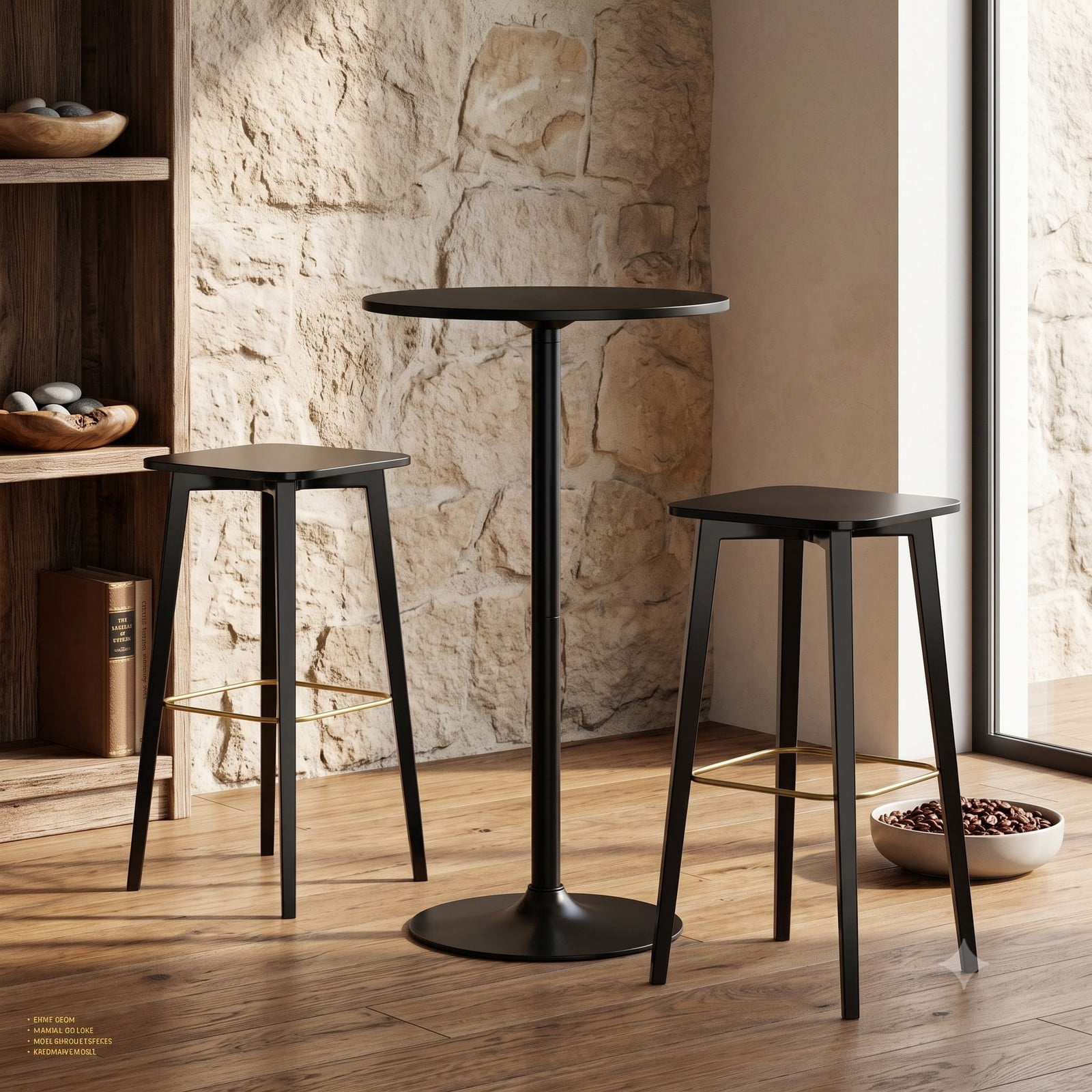 Furnibear 24 Inch Round Cocktail Table, Modern Tall Bar Bistro Table with Sturdy Metal Base and Waterproof MDF Top for Kitchen Dining Pub Home Wedding, 40 Inch, Black