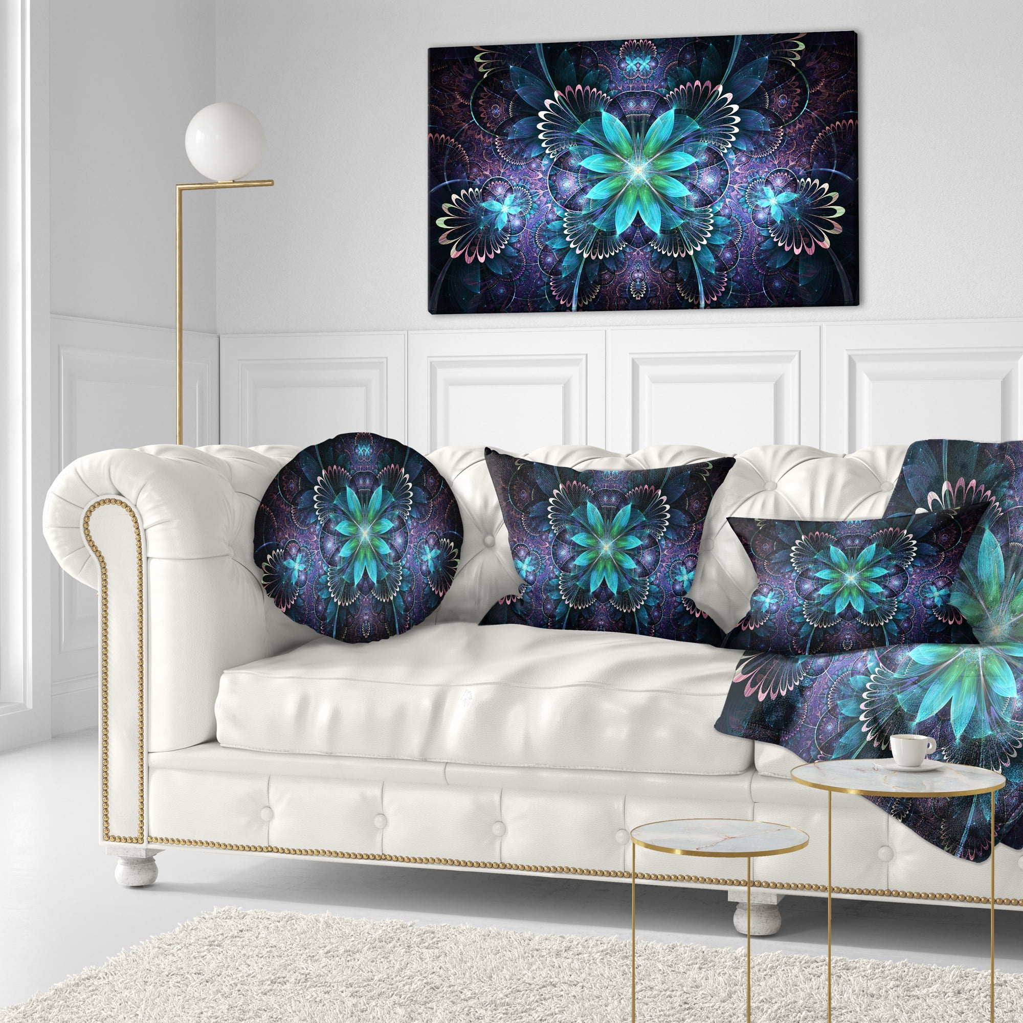 Designart 12" x 20" Blue Polyester Throw Pillow