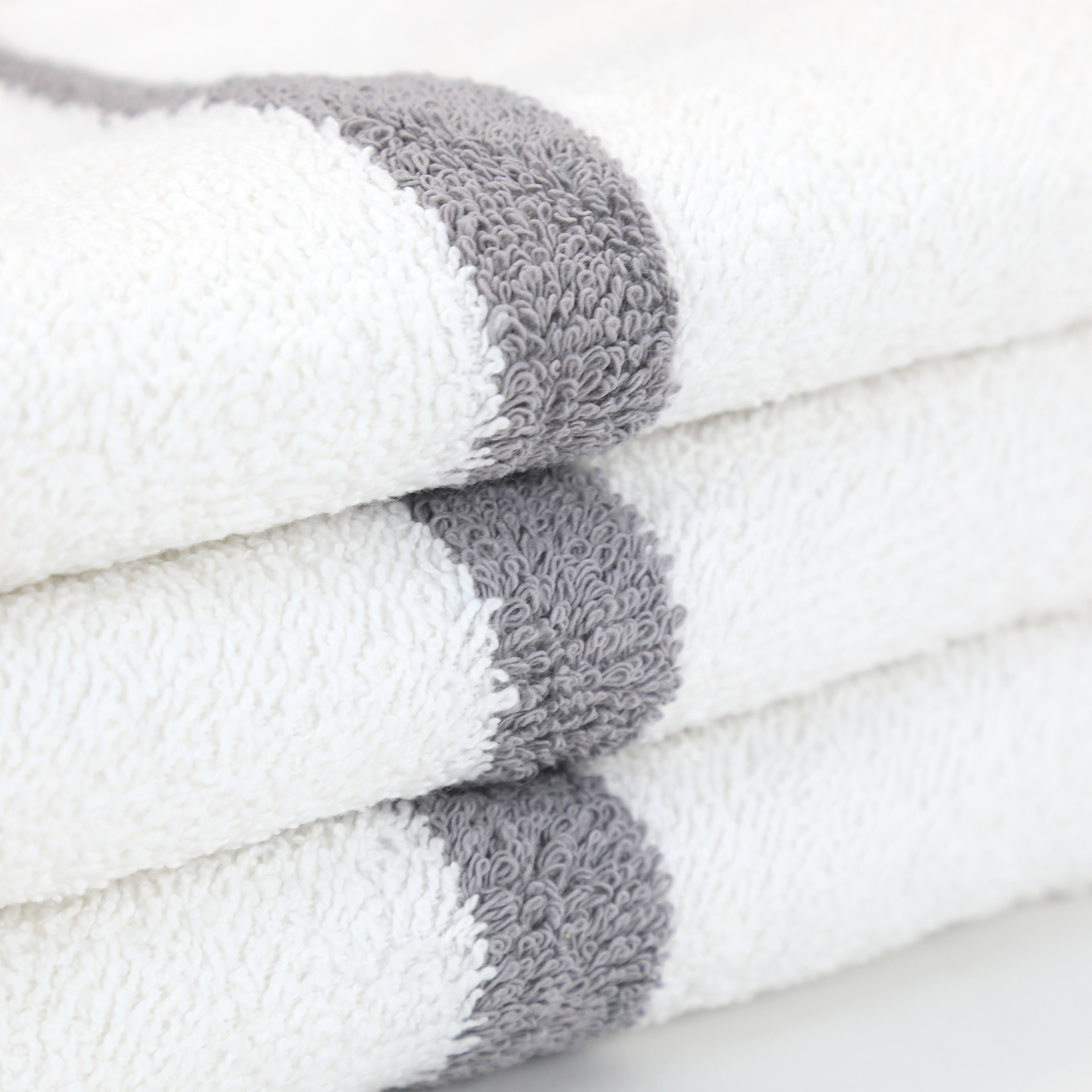 Arkwright Power Gym Hand Towels (12 Pack), 16x27 in., Soft Cotton, White with Grey Stripe