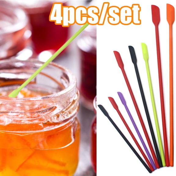 Cheers.US 4Pcs Silicone Makeup Spatula Last Drop Spatula Lotion Spatula Scraper Silicone Bottle Scraper Kitchen Stirring Spatula for Kitchen, Beauty, Jam and Nail Polish