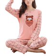 thumbnail image 1 of ENJOYW Ensemble de Pyjama Décontracté pour Femmes Imprimé Animal Col Rond Pantalon Long Vêtements de Nuit Polyester, 1 of 7