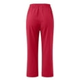 thumbnail image 6 of SBYOJLPB Ladies Capri Pants Women Casual Solid Color Pockets Elastic Waist Comfortable Straight Calf-Length Pants Red 10(XL), 6 of 6