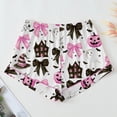 thumbnail image 6 of Halloween Silk Pajamas Women Elegant White Bow Print Pajama Set with Lapel Short Sleeve Top and Matching Shorts for Everyday Comfort Pink S, 6 of 9