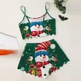 thumbnail image 4 of Womens Pajamas Ladies Christmas Print Cartoon Snowman Shorts Nightwear Set Green Womens Loungewear Set M, 4 of 4