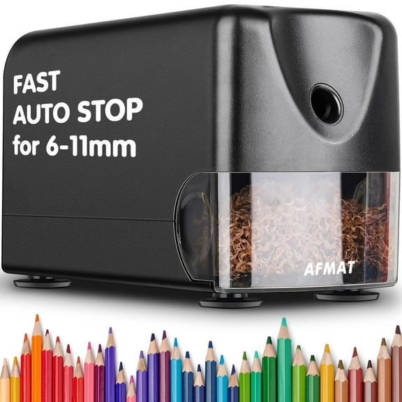 AFMAT Heavy Duty Electric Pencil Sharpener, Classroom Pencil Sharpeners for 6-11mm No.2/Colored Pencils, Pencil Sharpener for Large Pencils, Auto Stop,Sharp Point, Save Pencils,Teachers Must Have,New