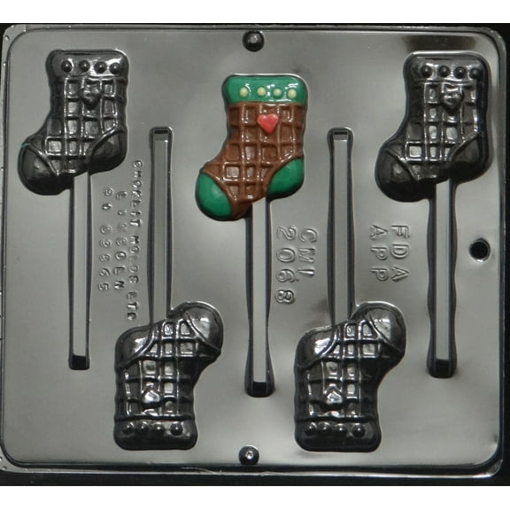 2068 Country Christmas Stocking Lollipop Chocolate Candy Mold