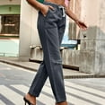 thumbnail image 4 of Tdoqot Womens Straight Leg Jeans- High Rise Drawstring Elastic Waist Drawstring Pull on Stretch Denim Pants Black Size 4, 4 of 8