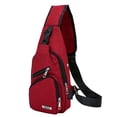 thumbnail image 2 of Mens Crossbody Sling Backpack Sling Bag Travel Hiking Bag Daypack with USB Charge Chest Bag Multi Functional Shoulder Bag Red, 2 of 4