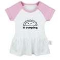 thumbnail image 1 of Little Dumpling Wonton Dimsum Bao Funny Dresses For Baby, Newborn Babies Skirts, Infant Princess Dress, 0-24M Kids Graphic Clothes (Pink Raglan Dresses, 6-12 Months), 1 of 4