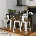 thumbnail image 2 of Trent Home 24" Industrial Metal Wood Counter Stool in White (Set of 4), 2 of 9