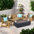 thumbnail image 5 of GDF Studio Allison Outdoor 5 Piece Wood and Wicker Chat Set with Fire Pit, Mixed Black and Dark Gray, 5 of 9
