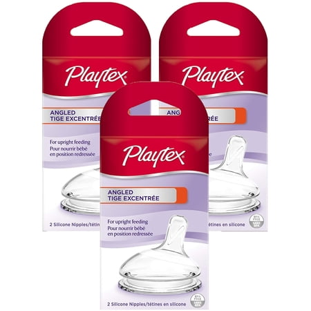 Playtex Angled Nipple - Medium Flow, 2 Count, 3 Pack