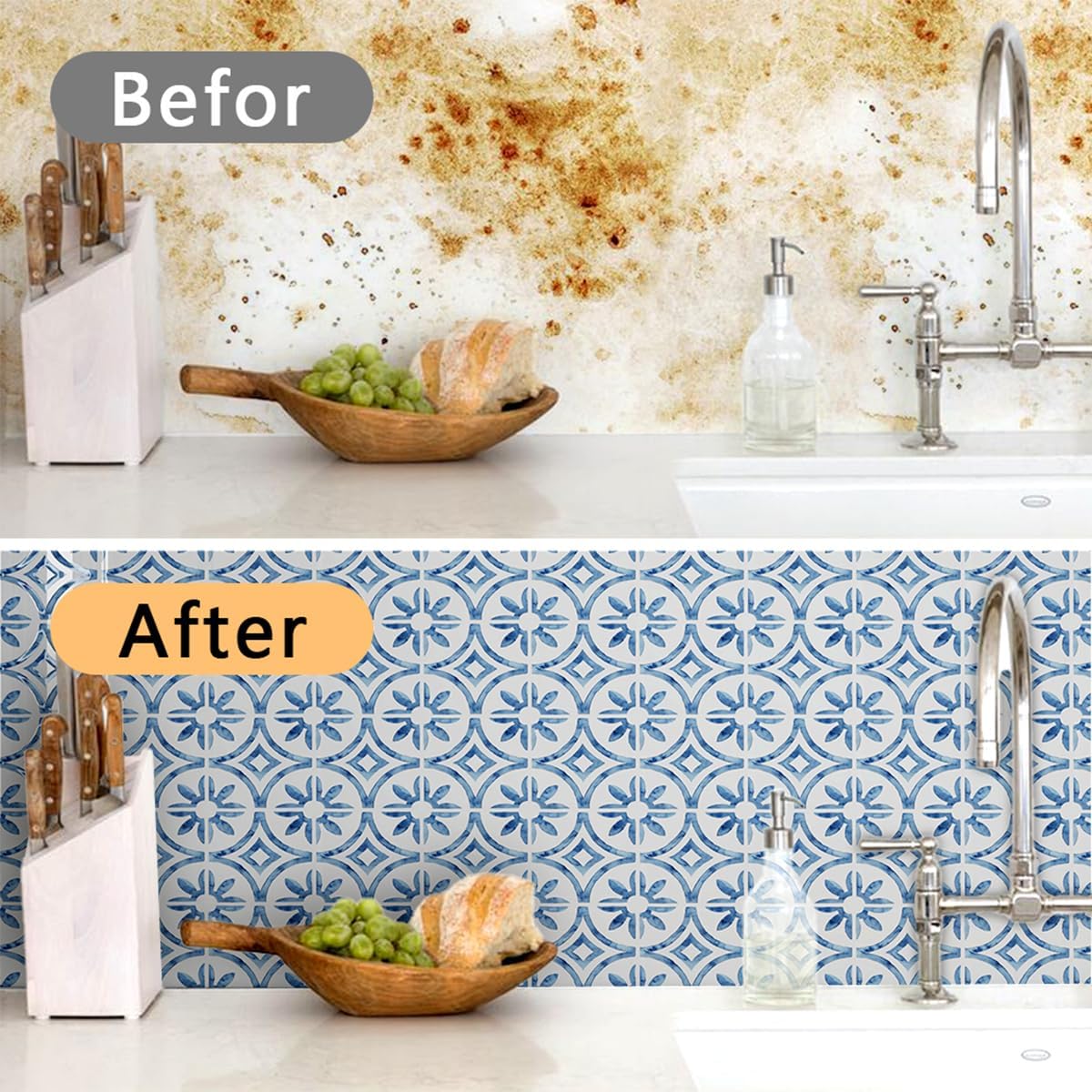 20 Sheet Peel and Stick Backsplash Tiles,Waterproof Self Adhesive Tile,Removable Vinyl Tile Sticker for Kitchen,Bathroom,Laundry Room ，RV 12" x 12"