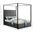 thumbnail image 3 of Meridian Furniture Jax Solid Wood and Velvet King Bed in Gray, 3 of 5