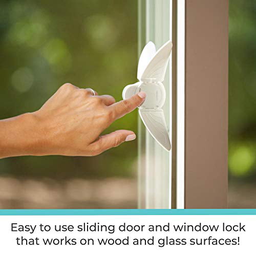 No Tools Required Safely Secure Sliding Window and Doors Baby proofing with Confidence Toddleroo by North States Sliding Door & Window Lock 1-Count, White Works on Glass or Wood