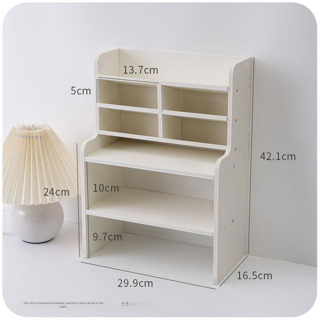 International Quality Dual-Layer Desktop Organizer - 30cm Length, 8mm Thick Plastic Storage Rack for Cosmetics, Books & Office Supplies - Dustproof, Moistureproof, Space-Saving Design for Home, Dorm
