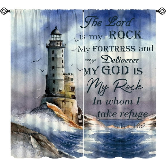 Lighthouse Curtains, Rustic Nautical Motivational Quote Blackout Window Treatments, Rod Pocket Thermal Insulated Drapes 2 Panel Sets for Bedroom Living Room Kitchen-52"W x 96"L (Pack of 2)