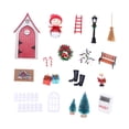 thumbnail image 4 of Juego de puerta de hadas y elfos navideños para casa de muñecas, escala 1:12, manualidades, banco y valla. Rojo, 4 of 9
