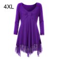 thumbnail image 1 of Vestido corto de empalme de encaje de talla grande para mujer Blusa de manga larga sexy Top informal de trabajo Methold AP1427-19B, 1 of 7