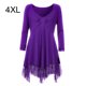 thumbnail image 1 of Vestido corto de empalme de encaje de talla grande para mujer Blusa de manga larga sexy Top informal de trabajo Vogacara AP1427-19B, 1 of 7