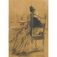 thumbnail image 2 of Norbert Goeneutte 18x24 Gold Ornate Framed and Double Matted Museum Art Print Titled - Portrait of a Woman Sitting on a Chair (1890), 2 of 4