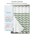 thumbnail image 2 of No Hook Cloth Fabric Shower Curtain with Snap in Liner, Sage Green Striped Waterproof Shower Curtains Set with See Through Top Window, Modern Waves Abstract Water Ripple Bath Curtains Shower 36"x78", 2 of 6