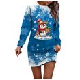 thumbnail image 1 of Wyzesi Robes Roses Grande Taille Maxi Robe Chandail de Noël Imprimée pour Femmes Col Rond Manches Longues Ample Sans Capuche Robe Décontractée Robes de Soirée pour Femmes Dentelle Courte, 1 of 5