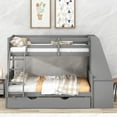 thumbnail image 4 of Harper & Bright Designs Twin Over Full Bunk Bed with Trundle and Built-in Desk, Wooden Bunkbed Frame with Storage Drawers and Shelf for Bedroom, Gray, 4 of 15