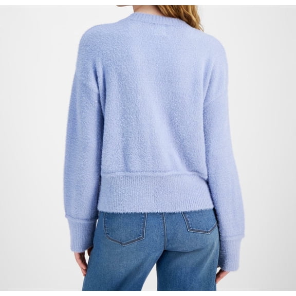 Hippie Rose Juniors' Cozy Drop-Shoulder Crewneck Sweater - Frozen Perri. Large