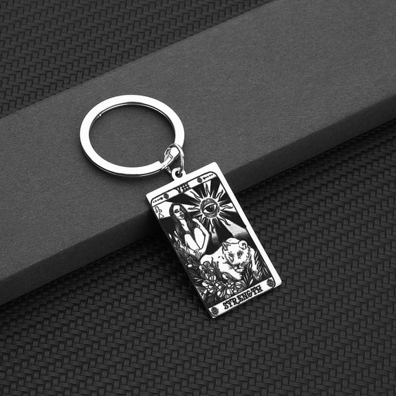 The Major Arcana Tarot Keychain for Women Men Stainless Steel Key Chain Vintage Lucky Tarot Cards Pendant Keyring Gift