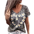 thumbnail image 1 of Leutsin T-Shirt à Col en V d'Été pour Femmes, Décontracté, à Manches Courtes, Imprimé « Love », 1 of 5