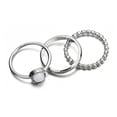 thumbnail image 3 of MANHUJI Gold Plated Rings Sterling Silver Opal Ring Stacking Ring Set 3Pcs Silver Minimalist Geometric Ring Engagement Ring Gold Plated Rings for Women Gold Plated Rings(Silver,10), 3 of 5