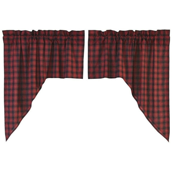 VHC Brands Cumberland Cotton Window Curtain Swag Set, Red (2 Panels)