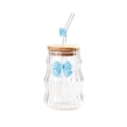 thumbnail image 2 of EGNMCR Kitchen Gadgets 450ml Glass Water Cup With Cup Lid And Glass Straw Butterflys Decoration Beverage Cup Coffee Cup Cold Drink Cup Outdoor Or Home Office Drinking Cup glass water cup, 2 of 6