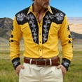 thumbnail image 2 of Western Cowboy Shirts for Men Carnival Long Sleeve Button Down Lapel Top Casual Stylish Comfortable Mens Shirt Yellow M, 2 of 4