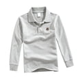 thumbnail image 2 of Boys Polo Shirt Performance Button Closure Collared Uniform Shirts Long Sleeve Golf Polo Shirt Soft Breathable Activewear Tops Gray 150, 2 of 5