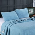 thumbnail image 3 of Kasentex  3-Piece Stone Washed Quilt Set Soft Cotton Reversible Bedspread Coverlet Set Light Blue Queen, 3 of 5