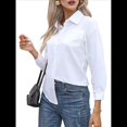 thumbnail image 3 of Camisas de Algodón para Mujer, con Botones, Cuello, Larga, Blusas Antiarrugas. L, 3 of 10