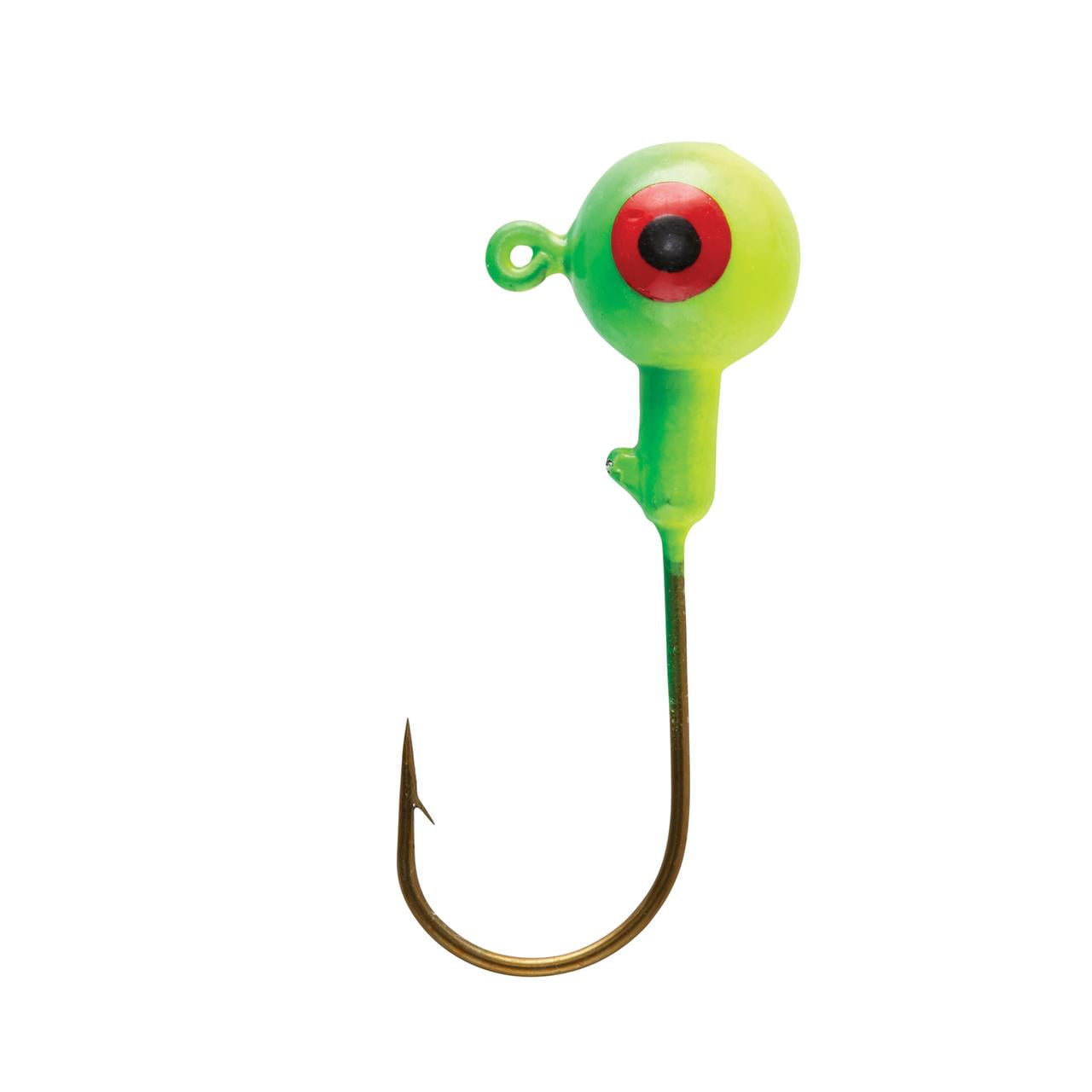 (2 pack) Eagle Claw Ball Head Fishing Jig, Lime & Chartreuse with Red Eye, 1/16 oz., 10 Count