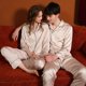 thumbnail image 3 of SUO & CHAO-Pijama de satén de seda para hombre y mujer, ropa de dormir de 2 S-6XL, Tops de manga larga con solapa y pantalones, para estar en casa, piezas, 3 of 4