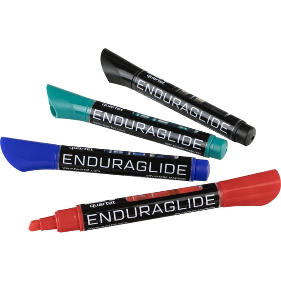 Quartet® EnduraGlide® Dry-Erase Markers, Kit, Chisel, Assorted Colors, Pack Of 4
