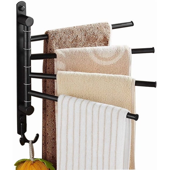 Oil Rubbed Bronze Towel Bars for Bathroom Wall Mounted Swivel Towel Rack Holder with Hooks 4-Arm