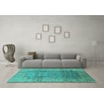 thumbnail image 3 of Ahgly Company Machine Washable Indoor Rectangle Oriental Turquoise Blue Traditional Area Rugs, 7' x 10', 3 of 4