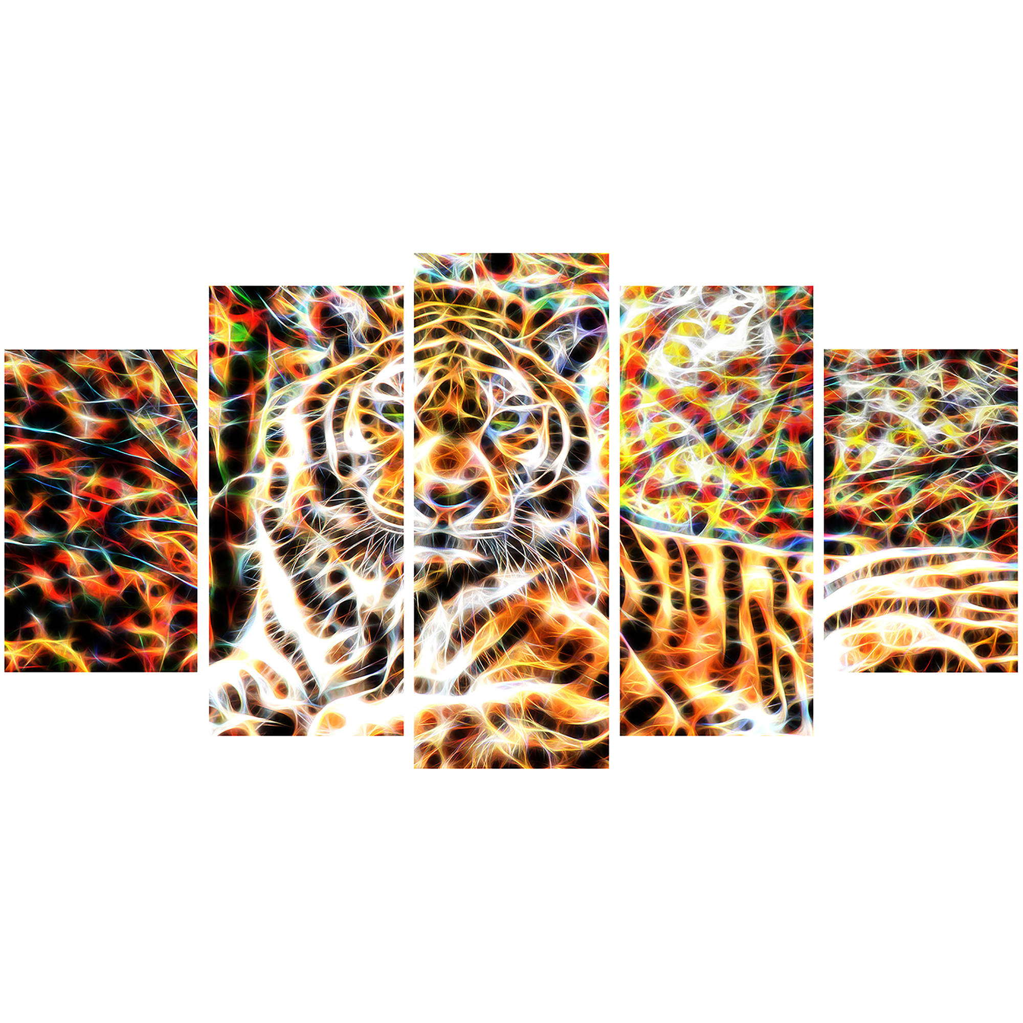 Design Art Tiger Pride Animal Art on Canvas, 5 Panels, 60" x 32"
