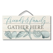 CounterArt "Friends & Family Gather Here" Beach Slatted Pallet Wood Sign 12" by 6"