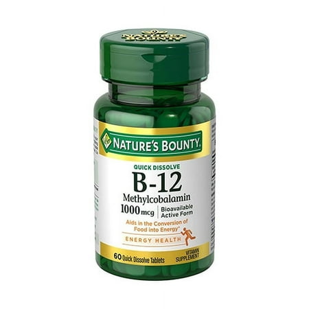 Natures Bounty Vitamin B-12 Methylcobalamin 1000 mcg Quick Dissolve Tablets, 60 ea, 6 Pack